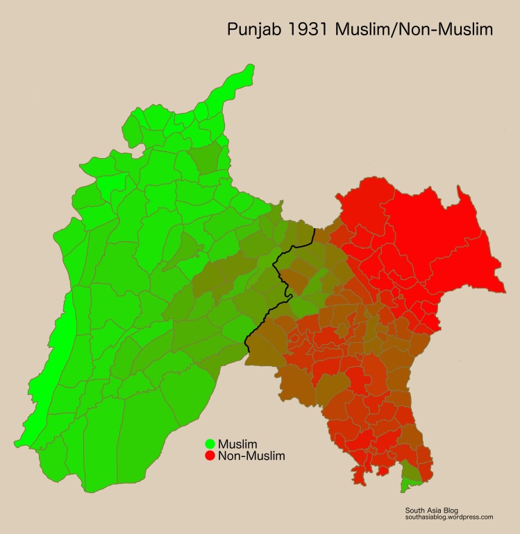 Punjab Muslim:Non-Muslim Radcliffe Line